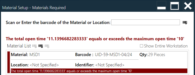 MSD clock expired message