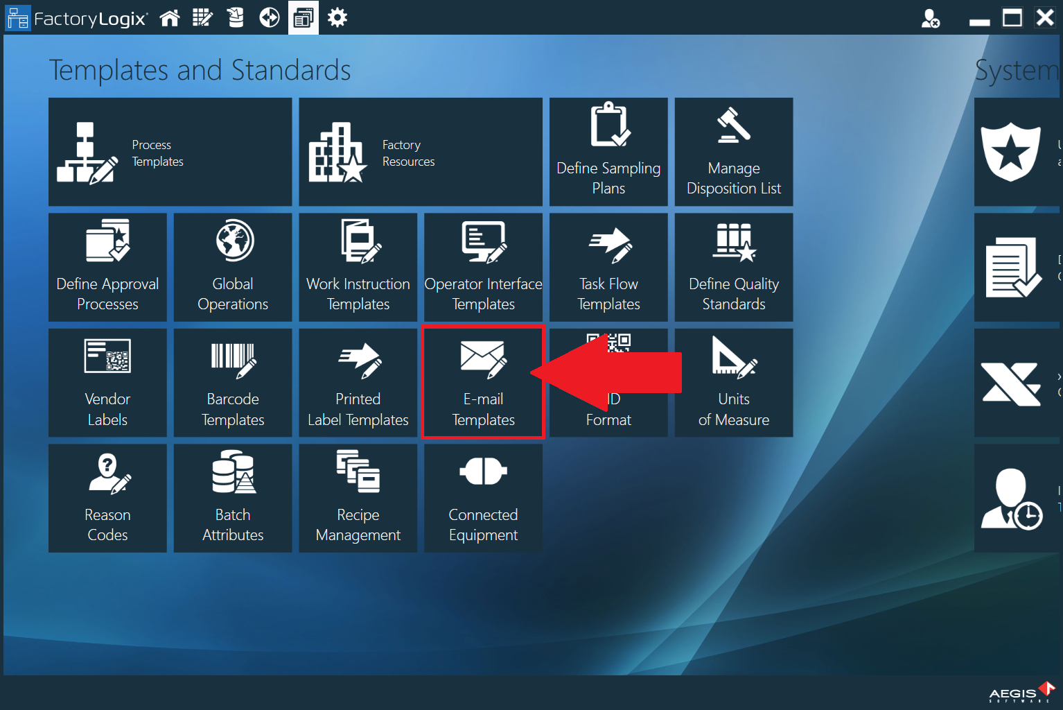 E-mail Templates button