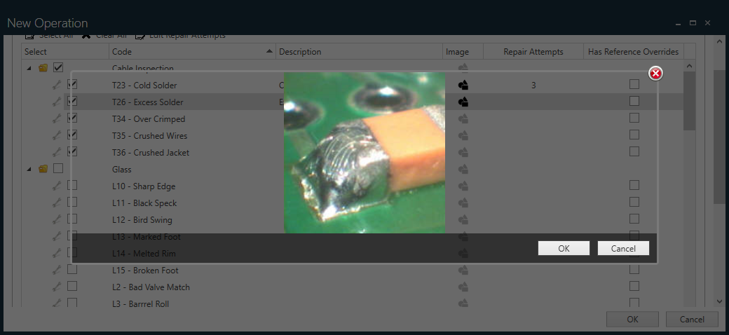 Excess Solder inspection code - image