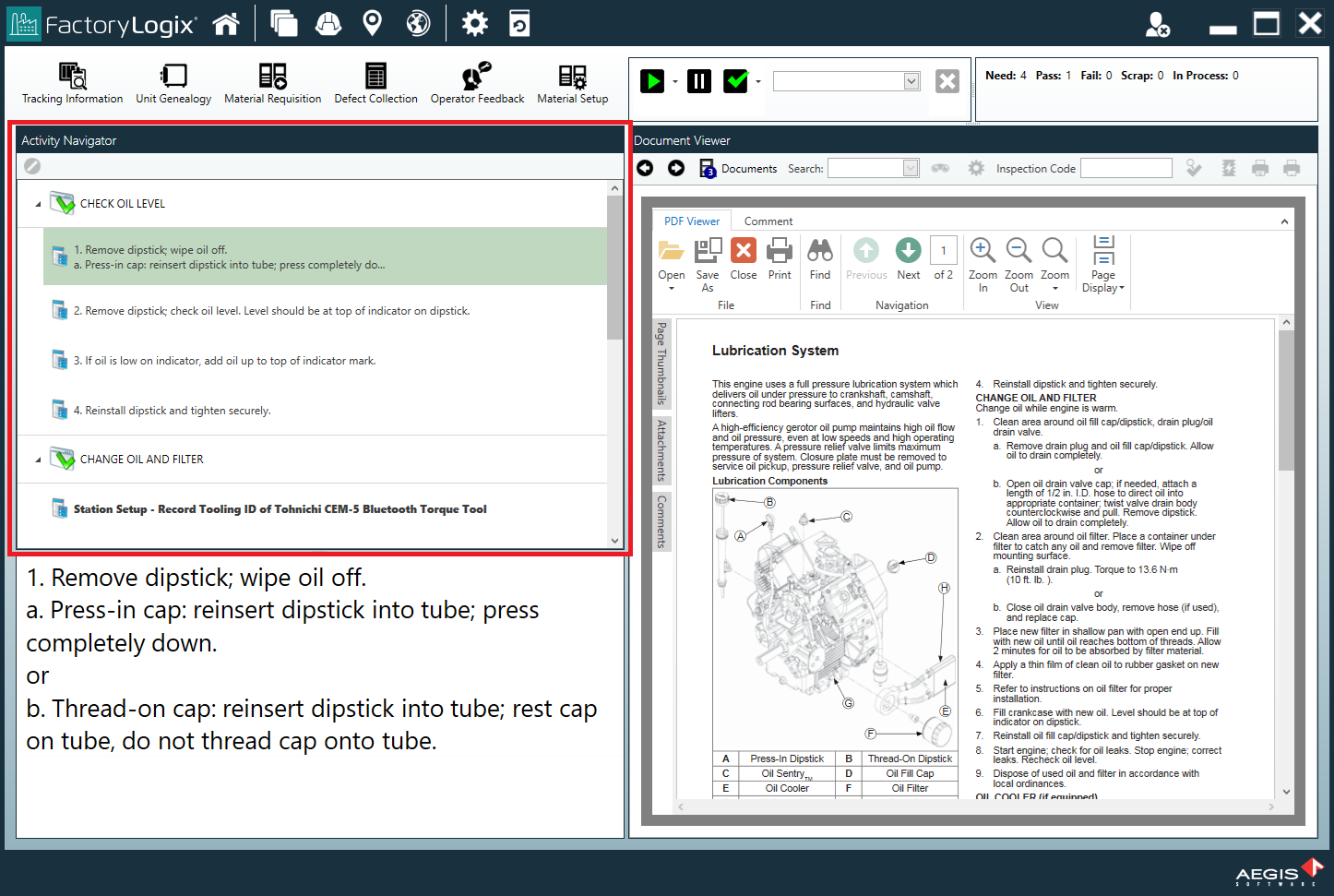 Activity Navigator in FactoryLogix Operations