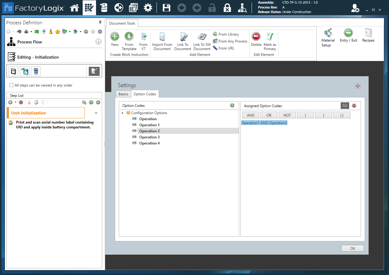 Initialization step - Logical Expression