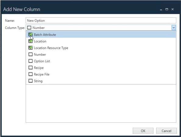 Add New Column dialog