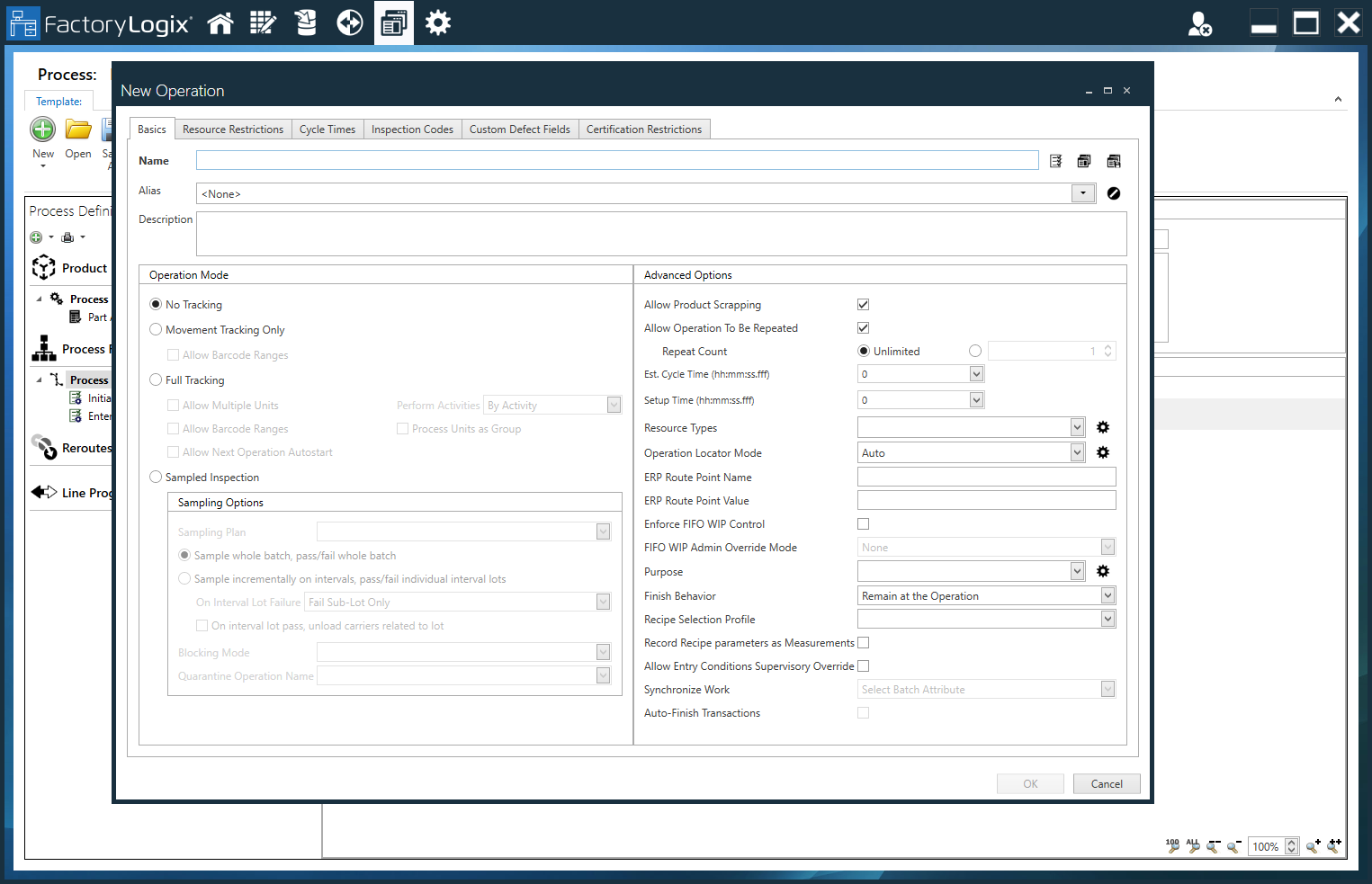 New Process Template - Add New Operation dialog