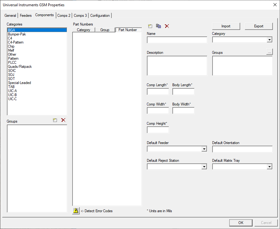 Universal Properties dialog CDI Full LIbrary Support - Components tab