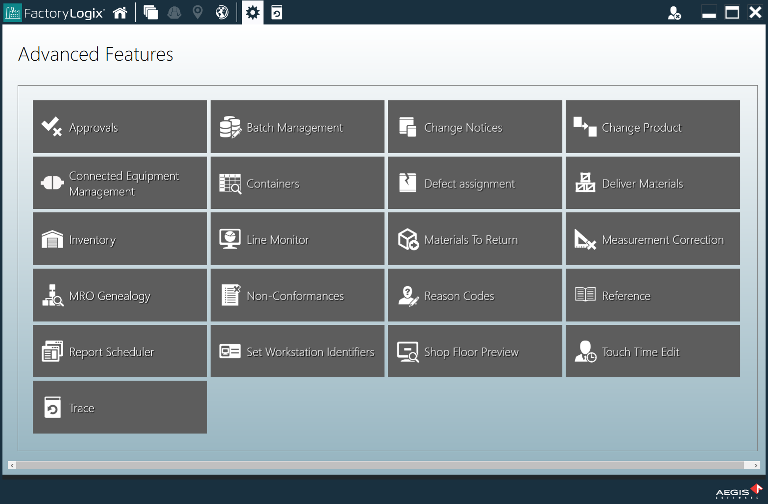 Advanced Features window