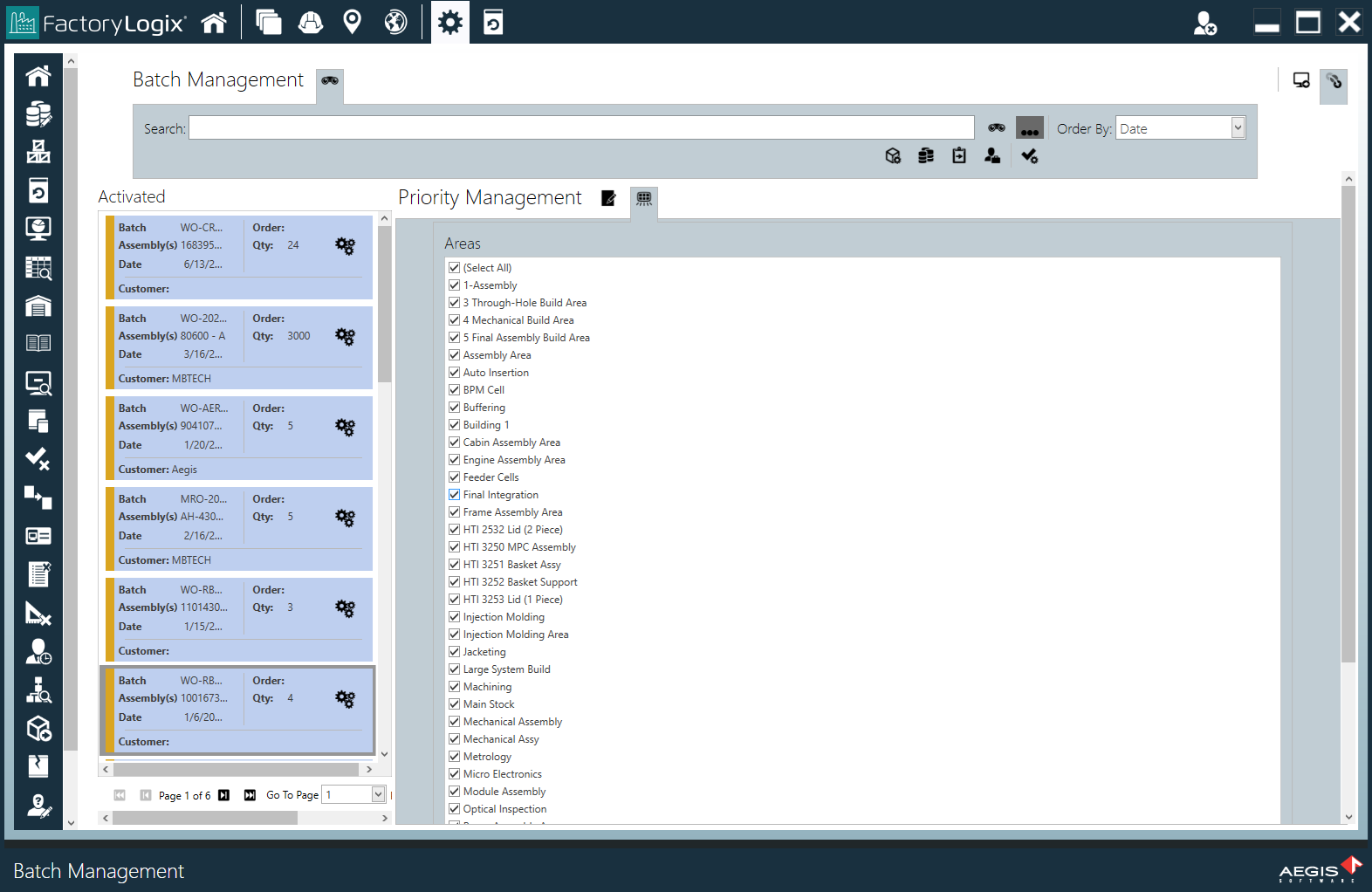 Batch Priority Management - Areas
