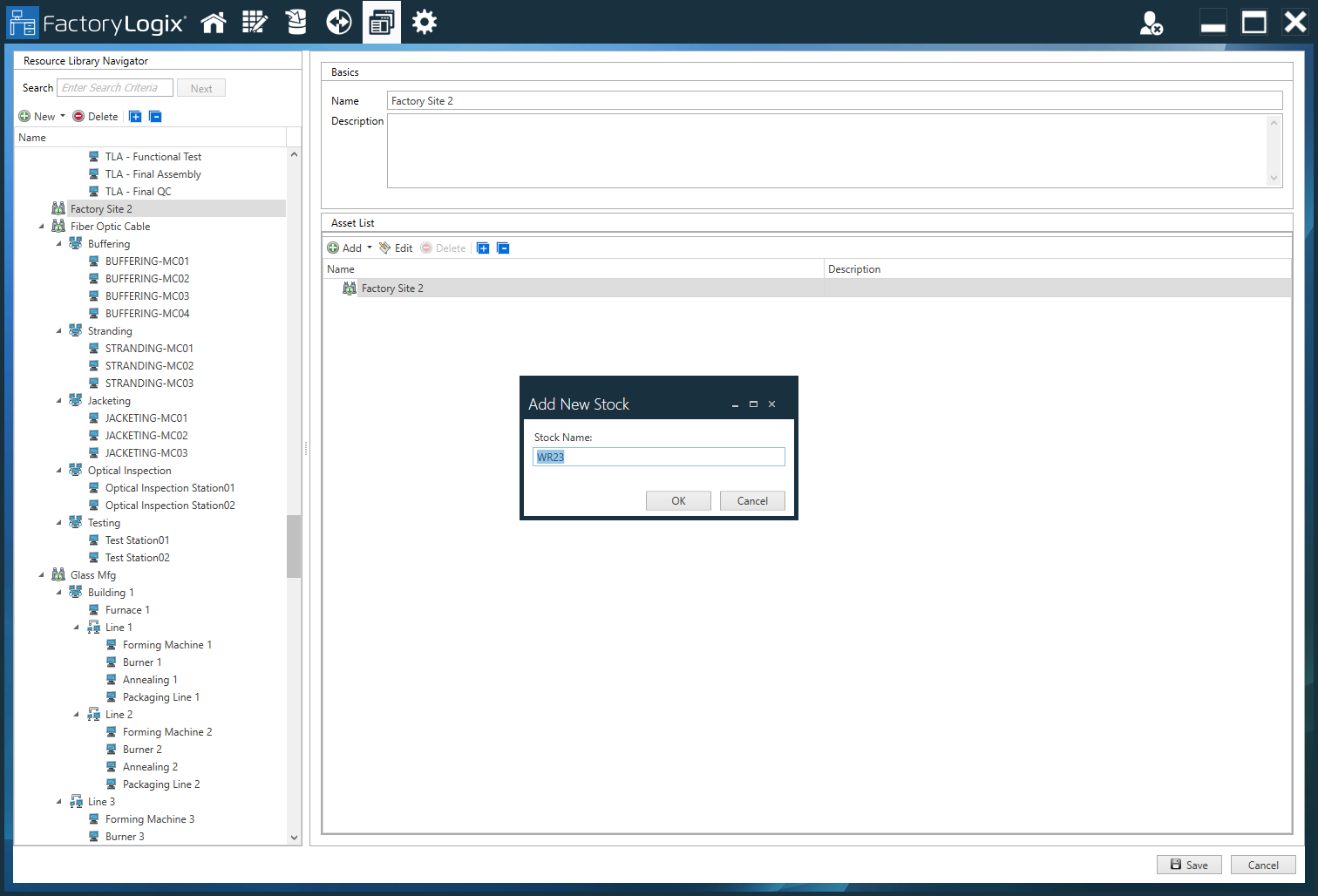 Add New Stock dialog