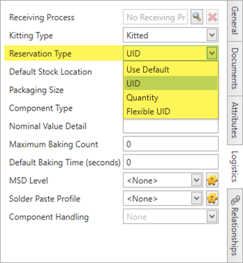 Reservation Type (Part Library)