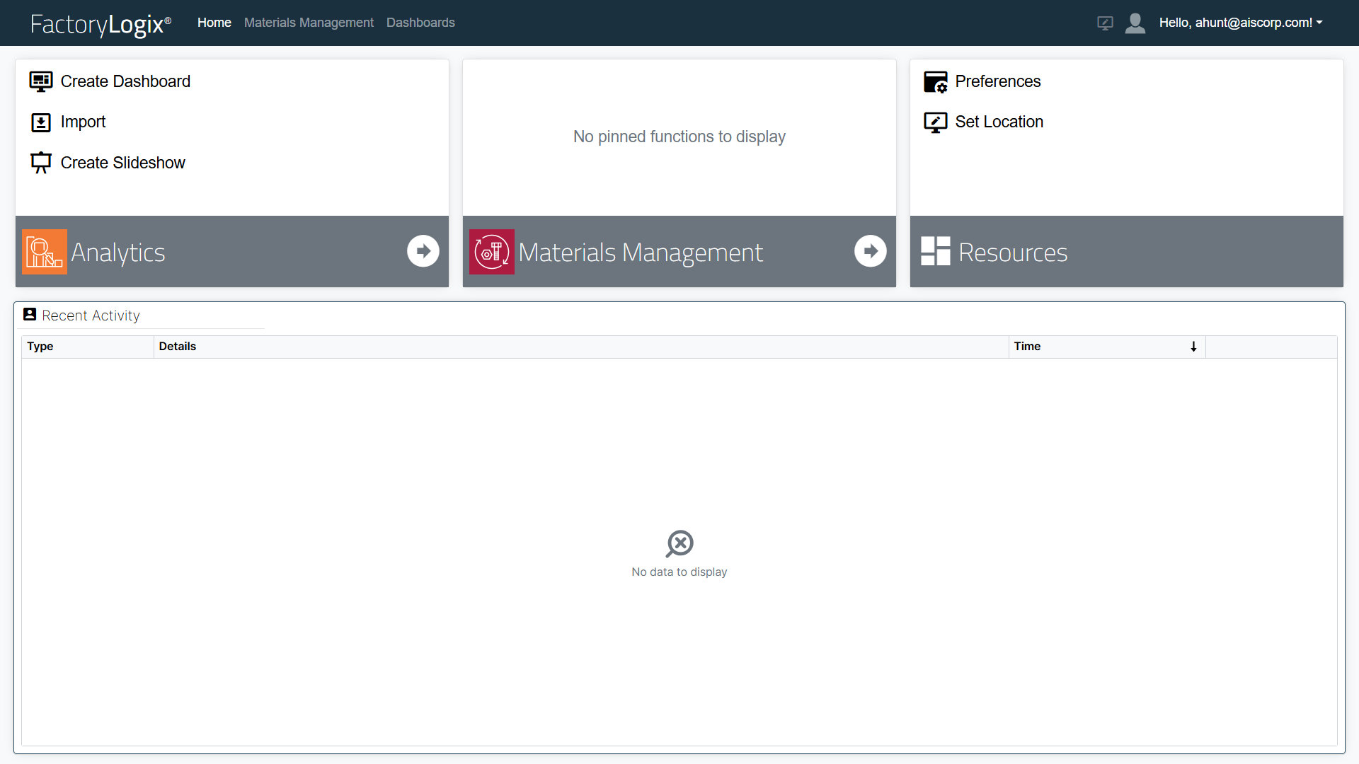 FactoryLogix Website - Analytics and Materials Management