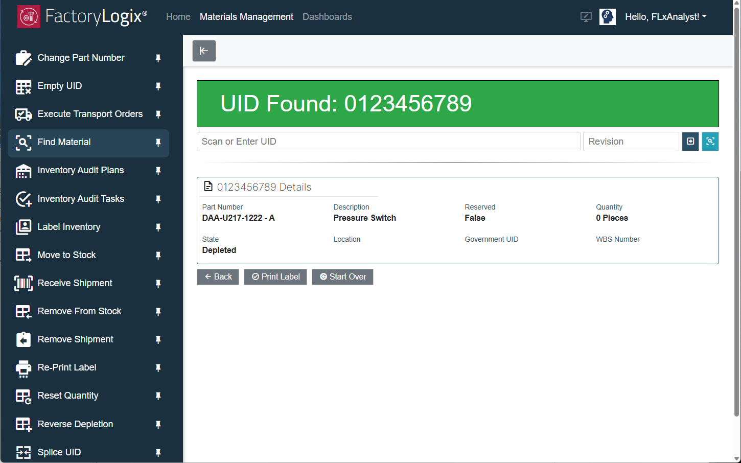 Find Material results