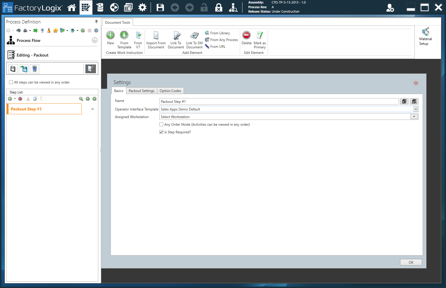 Packout Step - Basics tab