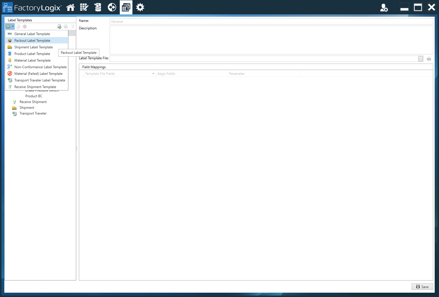 Select Packout Label Template