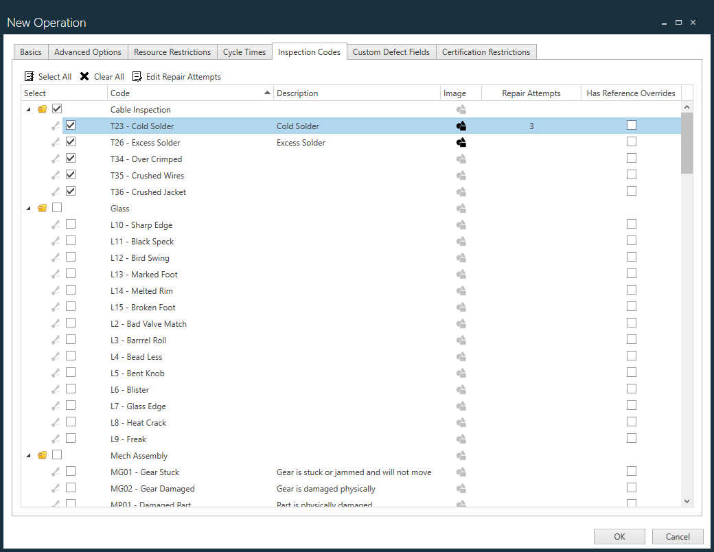 Inspection Codes tab - New Operation dialog.png