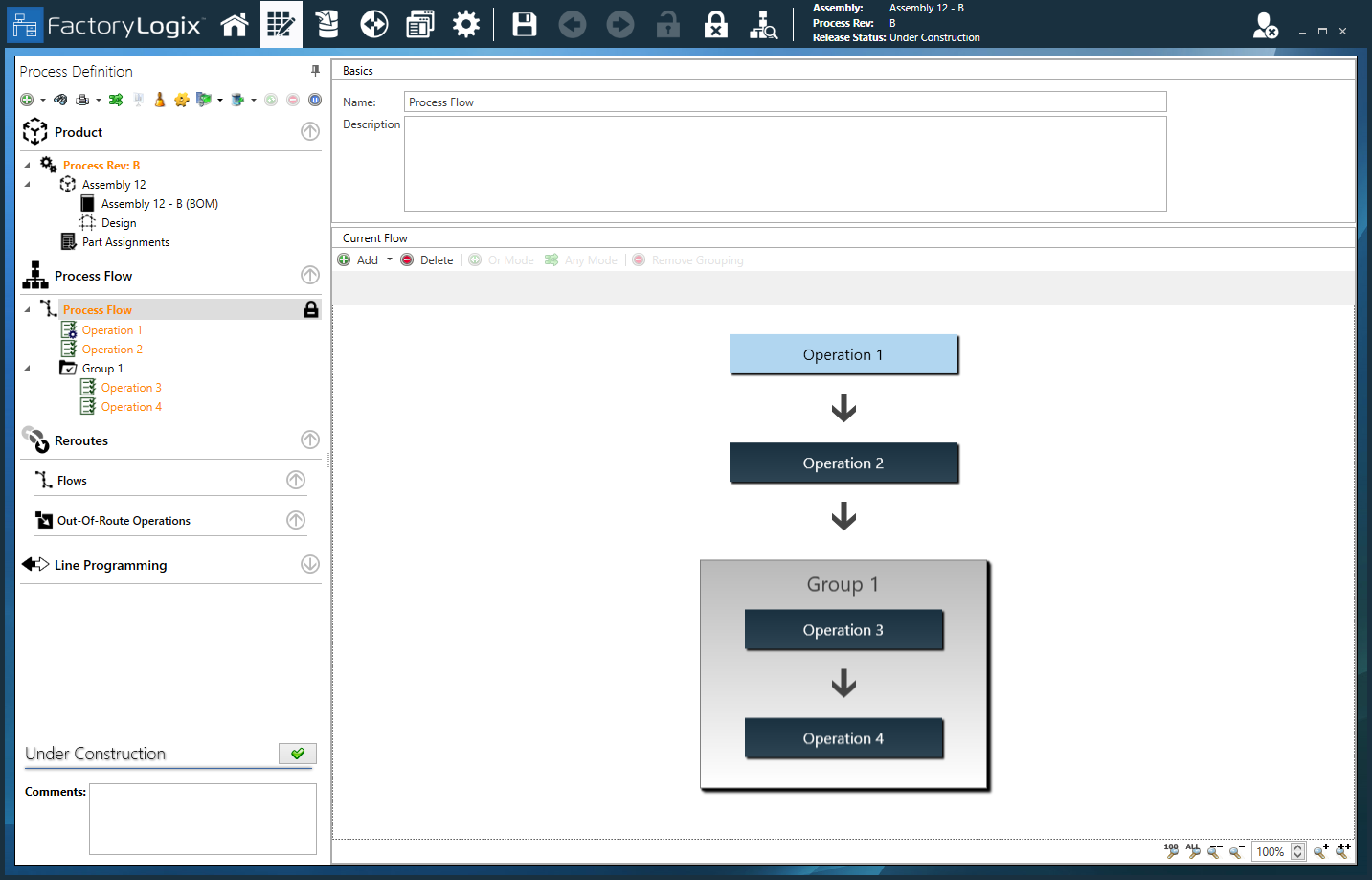 Example operations added to the process flow