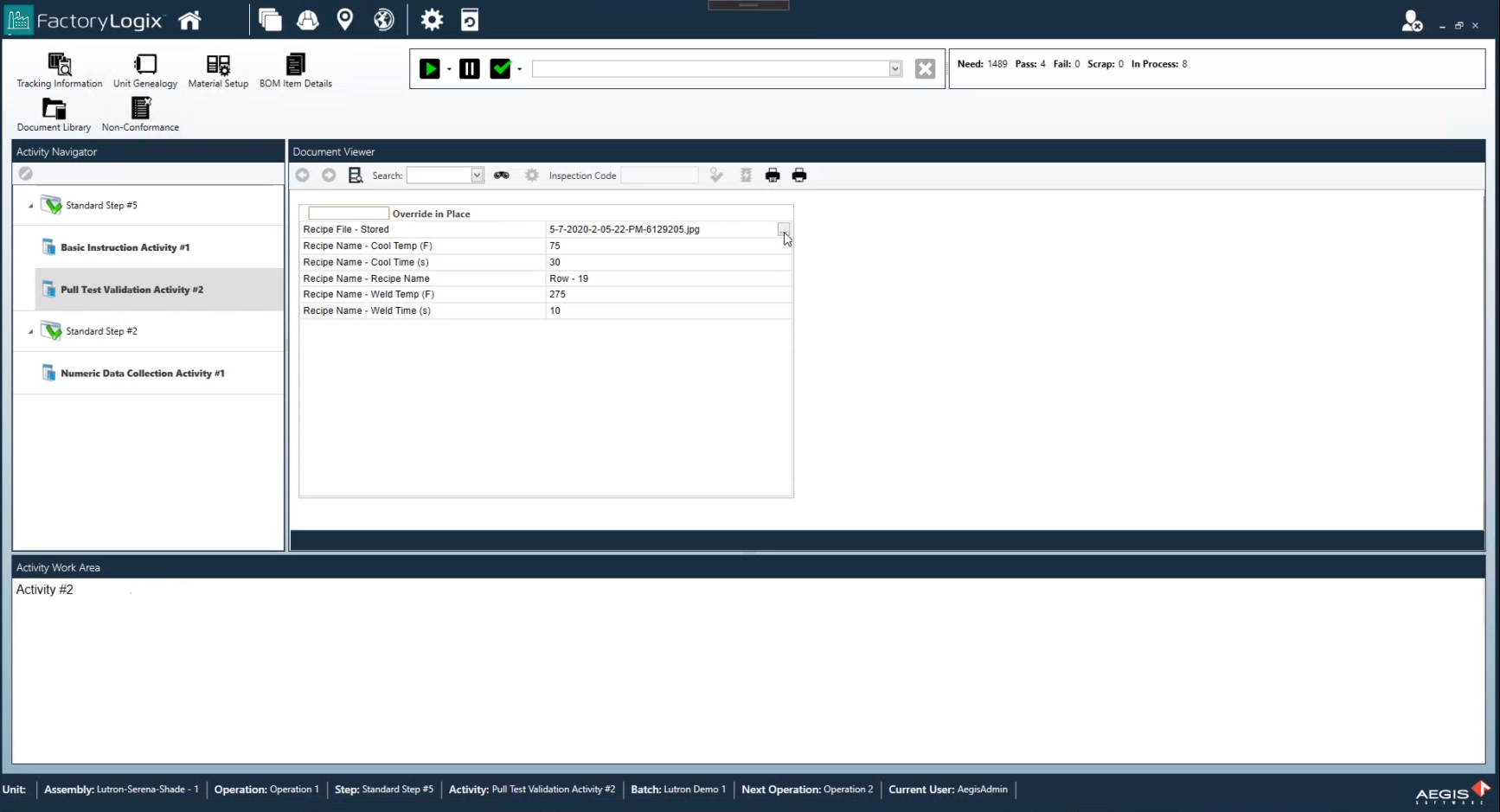 Recipes in FactoryLogix Operations