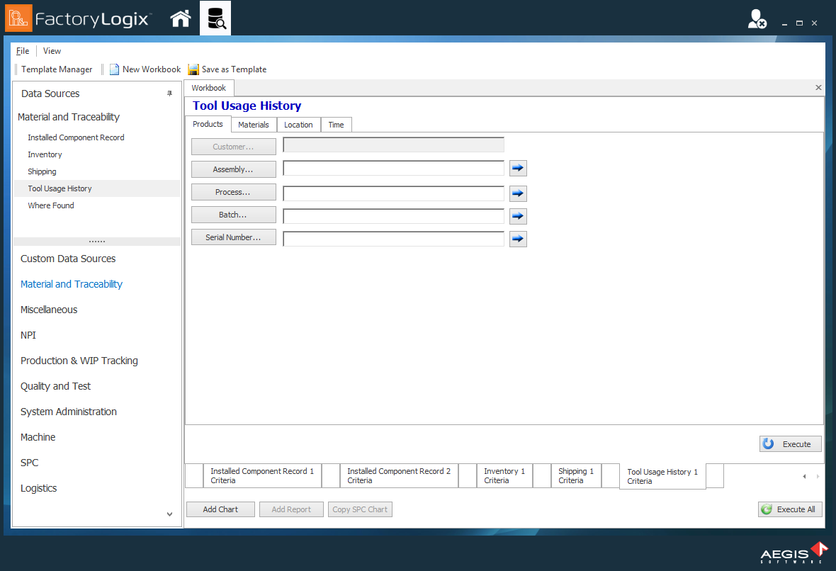 Some search and filtering options may be dimmed (unavailable depending on the selected category and data source