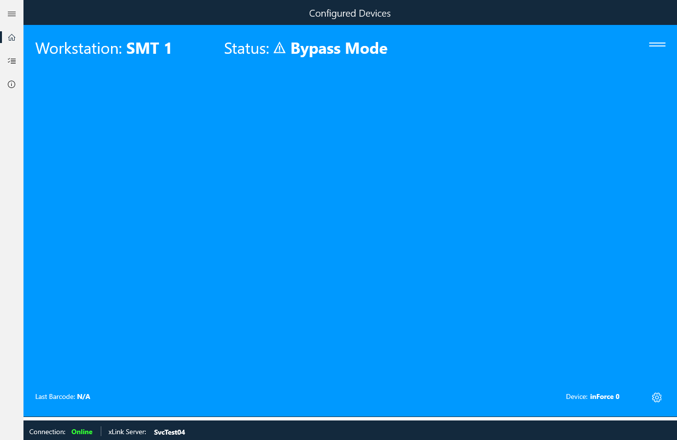 Bypass mode changes the screen to Blue