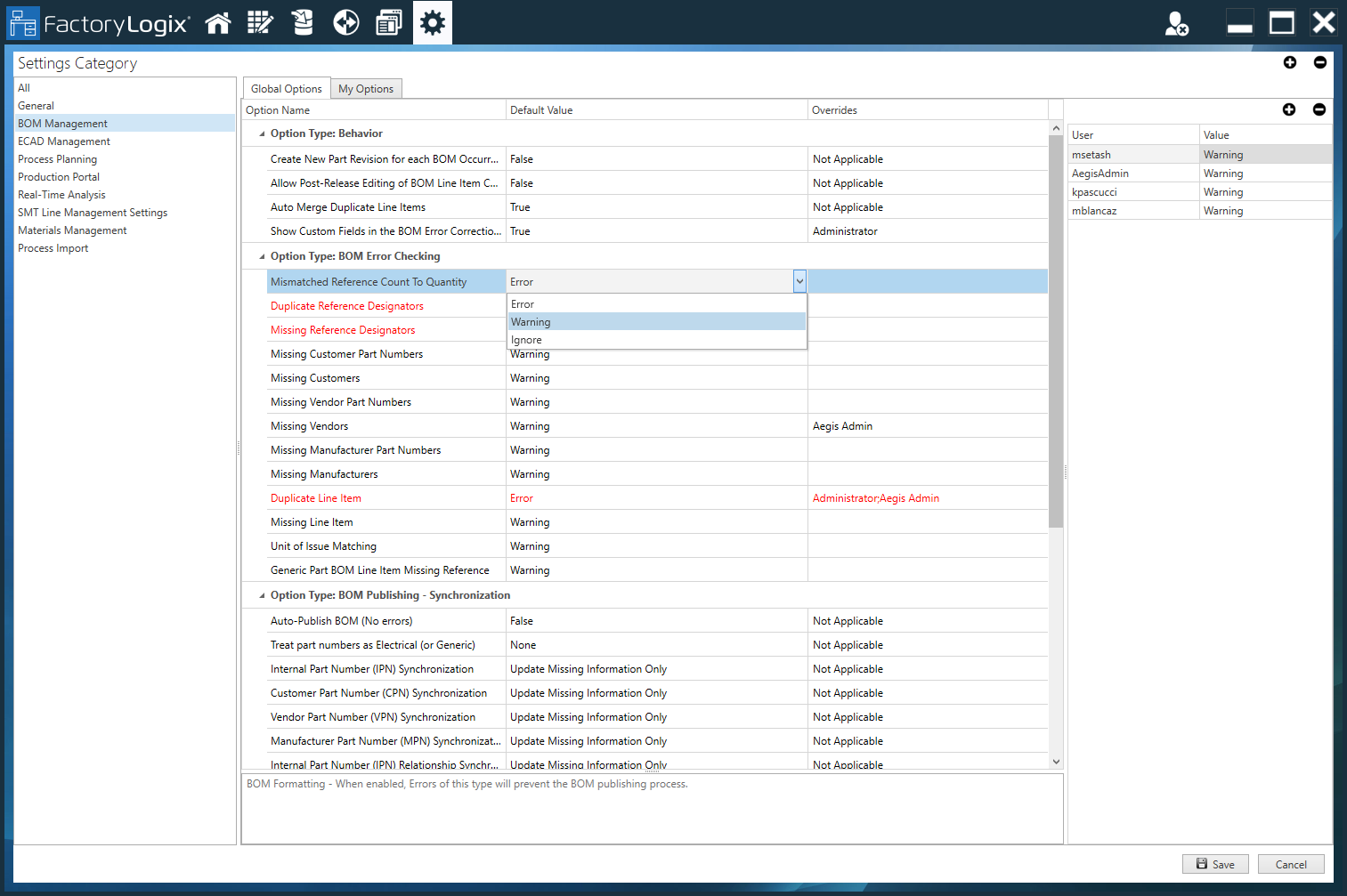 Select a new default value