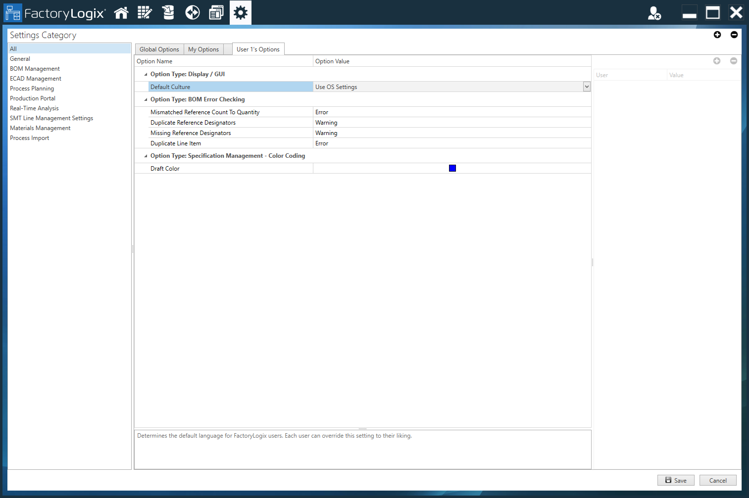 User1 global options