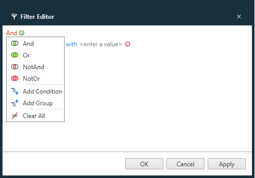 Filter editor