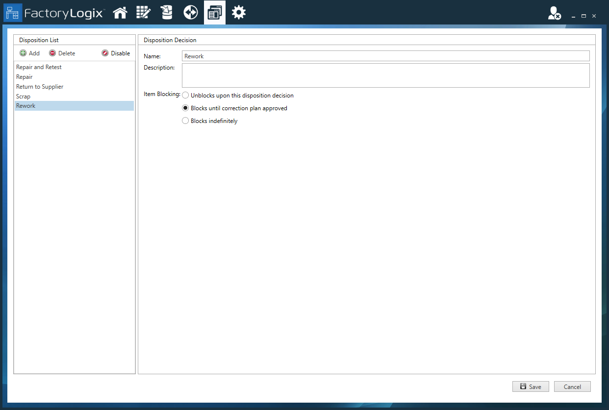 Disposition decision window