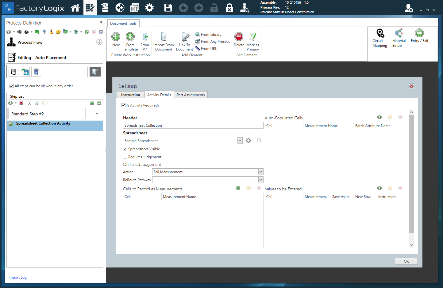Batch attributes for spreadsheet collection activities