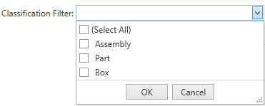 Classification Filter drop-down