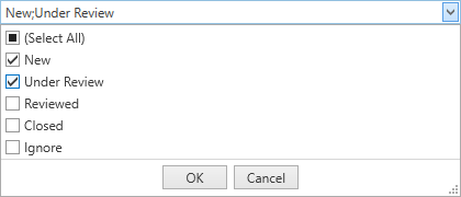 Filter options for operator feedback