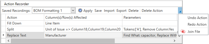 Action Recorder Delet Action command