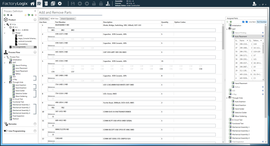 Add and Remove Parts (BOM view)