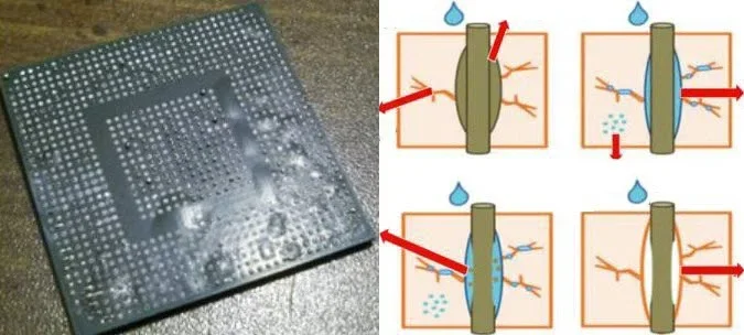 Popcorn effect in a PCB