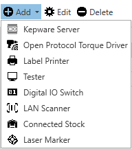 Add Connected Equipment options