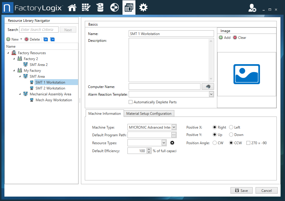 Resource Library Navigator add a machine type