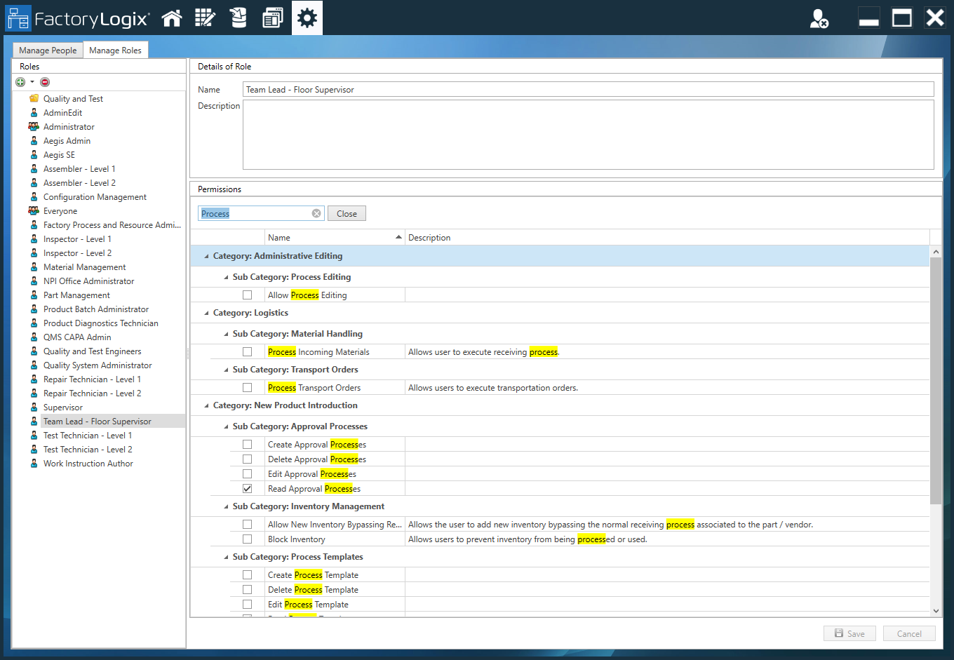 Use the Search bocx to find a permission