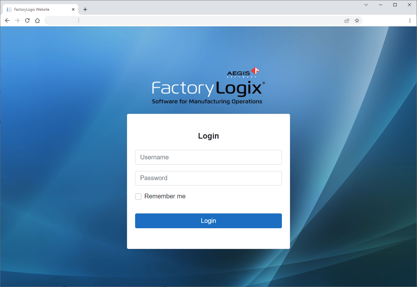 FactoryLogix website login window