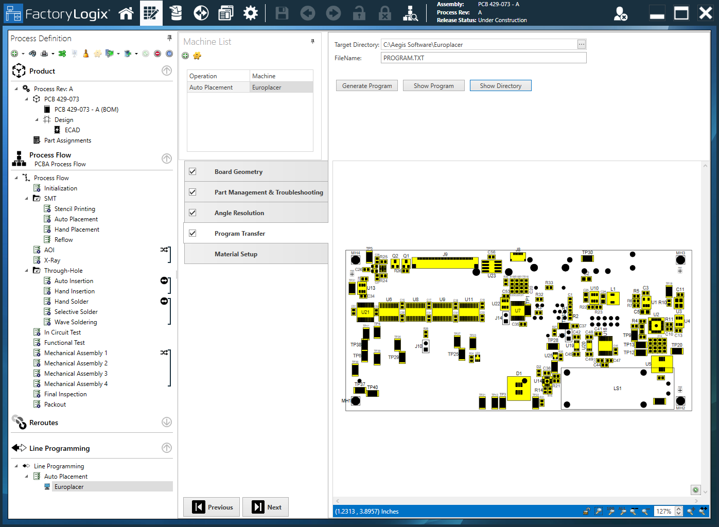 Europlacer - Program Transfer options