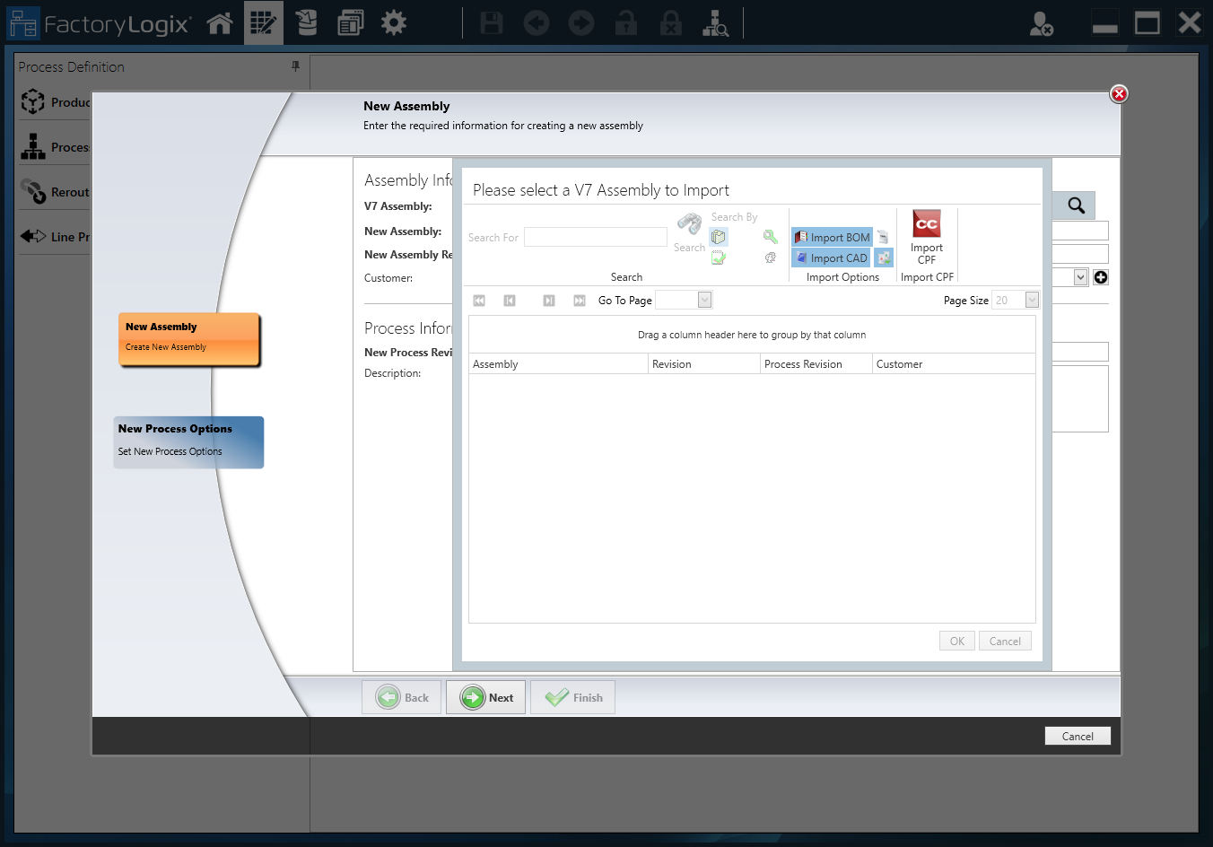 Import CPF file options