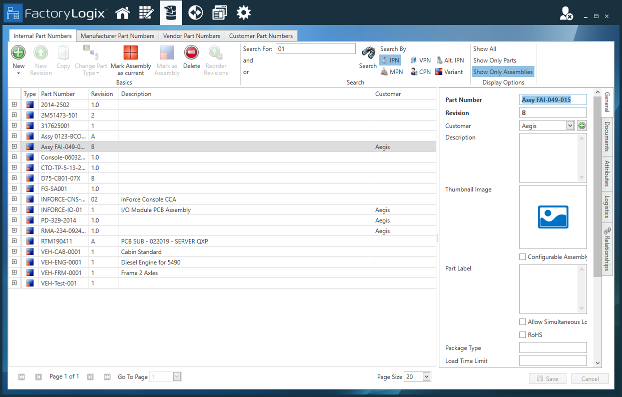 Select an assembly in the Part Library