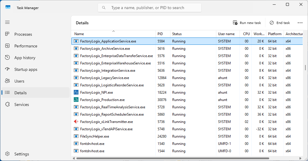FactoryLogix Application Service