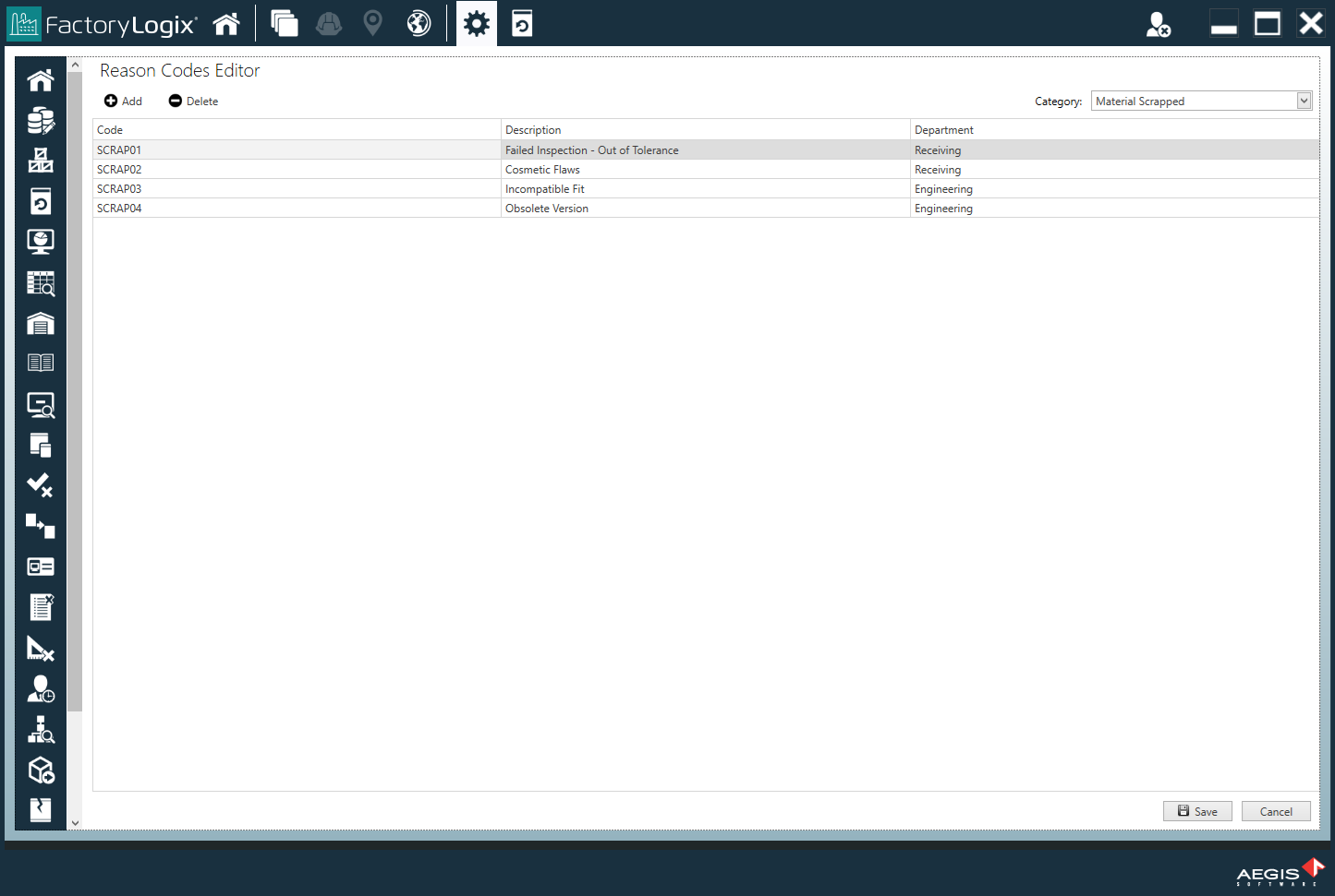 Reason Codes Editor