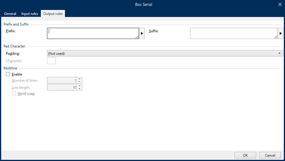 Output rules tab