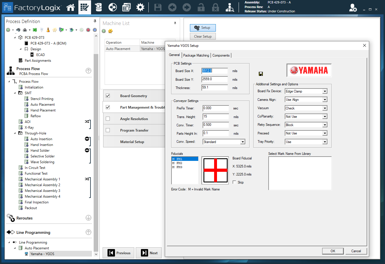 Yamaha Setup dialog